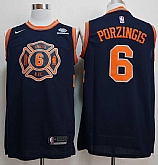 Knicks 6 Kristaps Porzingis Navy City Edition Nike Swingman Jersey,baseball caps,new era cap wholesale,wholesale hats